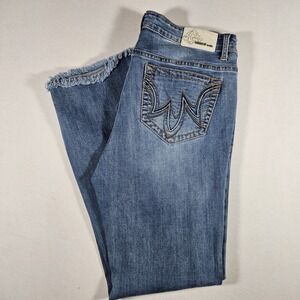 Grace In La Jeans P Bootcut Women's Size 16 Raw Edge Denim Embroidered‎ Pocket